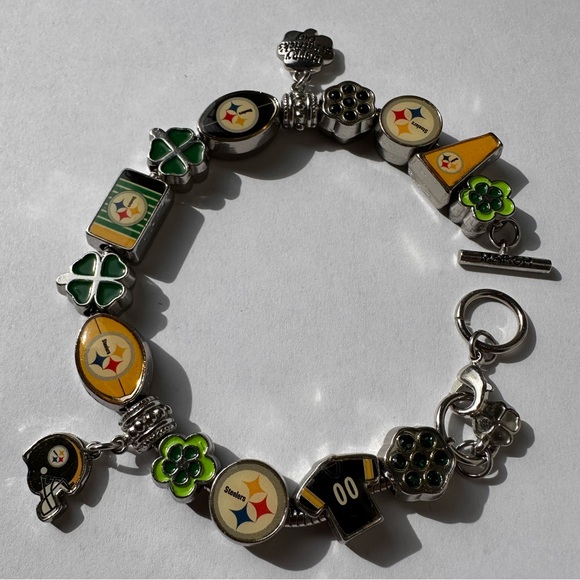Pittsburgh Steelers Jewelry - NFL Pittsburgh Steelers Super Fan Lucky Charm Bracelet –8” / 8.75” 🍀🏈